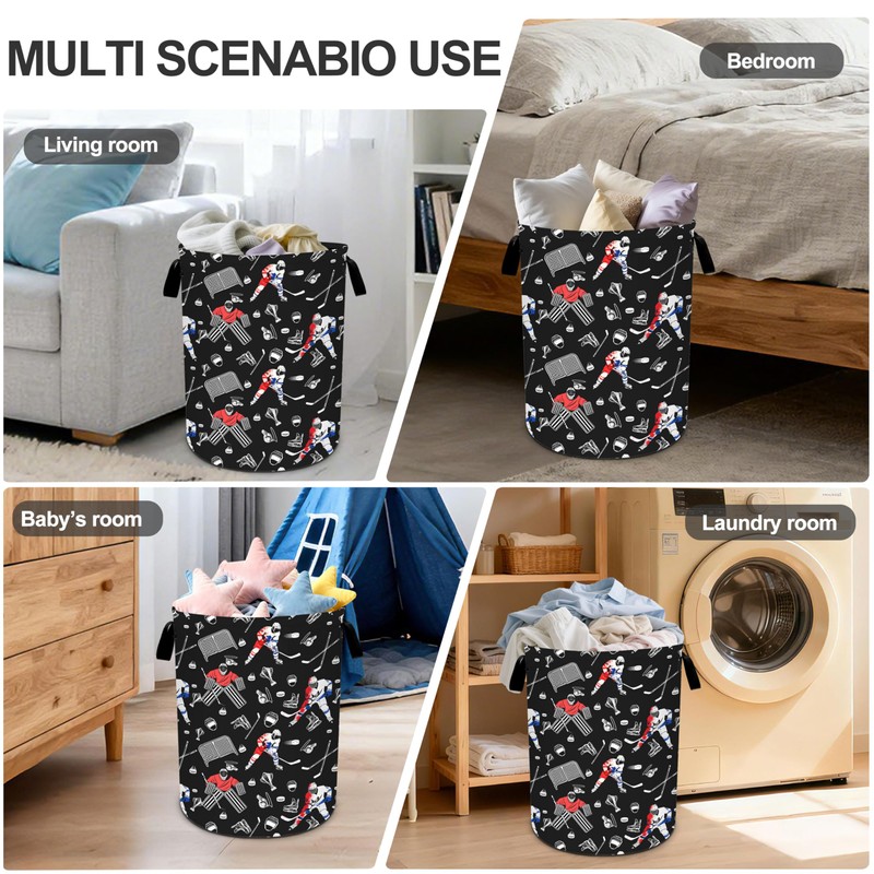 Hockey Laundry Basket Storage Bin Foldable Laundry Hamper Clothes Storage