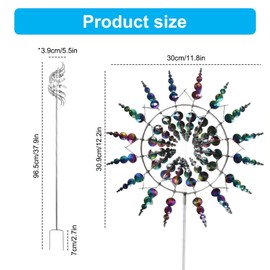 Jinfanshurich Windmill, 3D Unique and Magic Metal Windmill, Wind Spinner Sculptures, Wind Catcher, Windmill Garden, Suitable for Garden, Patio, Landscape Decoration (Colourful)