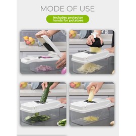 MAGIC SELECT Manual Vegetable Cutter, Multifunctional Kitchen Mandoline 13 in 1-2 Blades, 7 Grater Slicers, Egg Separator and Drainer, Stainless Steel Blades