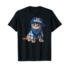 LIL HOMIE Cholo Gangsta Cat Cute Chicana Chicano Lowrider T-Shirt for Men Women Girls Kids