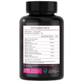 EVERYDAY NUTRITION Organic Fermented Beet Root, Black Maca, Carrot, Spinach, Cranberry, Ginger |Enhanced Overall Health for Women & Men | Made in USA | 90 Veggie Capsules