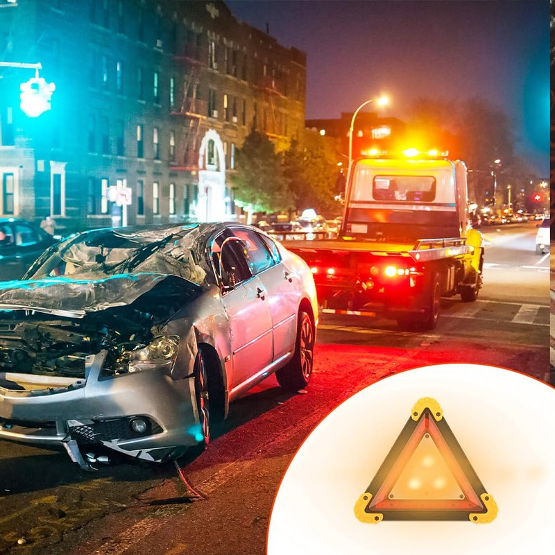 Lwuey Warning Triangle Light, Waterproof Triangles Emergency Lights Road Flares