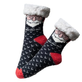 1 Pair Women's Cuddly Christmas Socks Size 36-41 Warm Socks Hut Socks Winter Socks House Socks with Non-Slip Nubs, Style 6