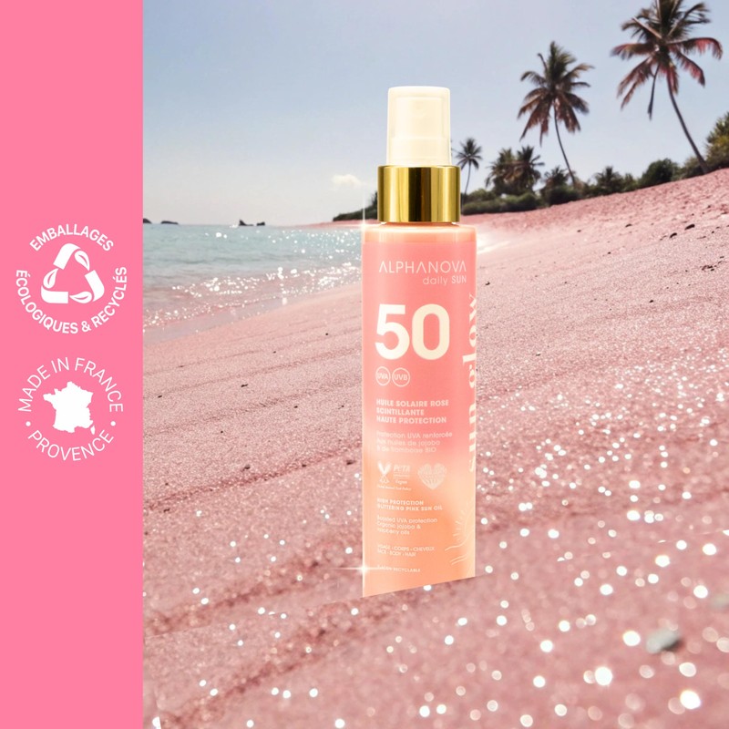 ALPHANOVA Daily Sun - SPF50 Glitter Pink Sun Oil -