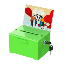 Uniclife Acrylic Donation Box with Lock and Sign Holder Green Ballot Box with Slot Plastic Suggestion Boxes Tip Jar Cash Storage Container Drop Chest for Fundraising Voting Raffle, 6.2" x 5" x 4"