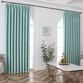 RAIN CITY Aqua Sea Solid Light Blocking Thermal Insulated Windows Drapes Pinch Pleat Curtain 84 Inch Long for Hotel Boy Girl Bedroom Energy Saving 52 X 84 Inches Long One Panel Easy Hanging Via Hooks