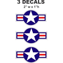 3 United States Airforce Air Force Star Vinyl Decals