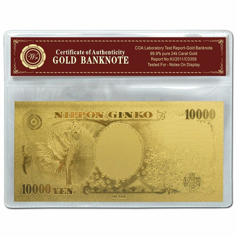 Good Luck Money Up Gold Foil 10,000 Yen Bills 777777
