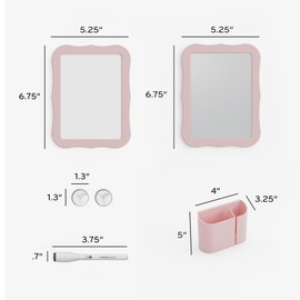 U Brands Locker Accessories Kit, Back to School Essentials, Blush, 6-Piece, Includes Whiteboard, Mirror, and Organizing Supplies