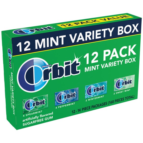 Orbit Sugarfree Gum, Mint Variety Box, 12 Count of 14 Piece Packs