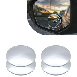 DUSCOKE Car Blind Spot Mirror, Round HD Glass Adjustable Rear View Mirror with Base, Frameless Wide Angle Convex Mirrors, Universal Vehicles Exterior Accessories for Truck, SUV, RV (4PCS)
