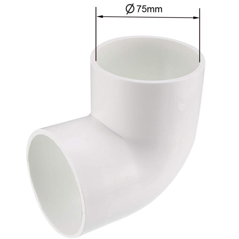 TOP-VIGOR 2Pcs 75mm Slip 90 Degree PVC Pipe Fitting Elbow