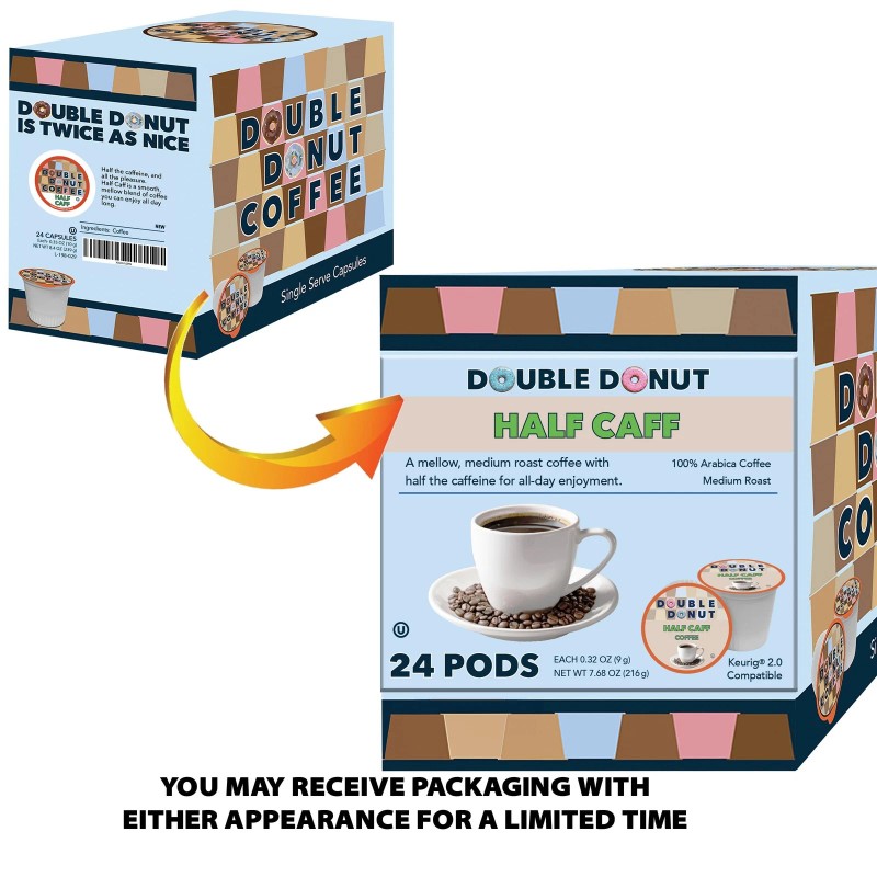 Double Donut Coffee Half Caff Coffee Pods 24 Count Medium