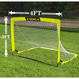 Soccer Goal for Backyard,2 Set of 4x3 ft Portable Pop Up Soccer Net with Ground Stakes,Carrying Bag, Perfect for Backyard,Court,Field,Easy Setup,Great for All Levels and Ages