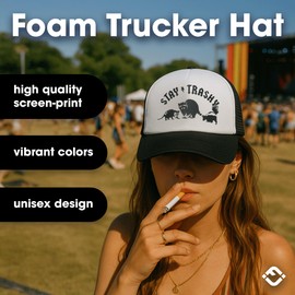 Funky Junque Foam Snapback Trucker Hat - Stay Trashy - Black/White