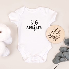 Printique Organic GOTS Certified Baby Onesie Unisex Bodysuit 0-18 months - Big Cousin | Family Baby Announcement (Big Cousin, 9-12 Months)