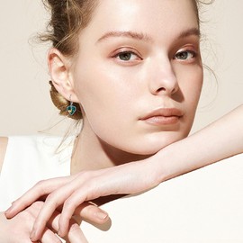 URONE Snail Earrings 925 Sterling Silver Snail Green Leaf Leverback Earrings Snail Jewellery Gifts for Women