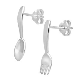 AeraVida Fun & Fashionable Spoon & Fork .925 Sterling Silver Post Earring | Adorable Sterling Silver Stud Earring for women | Trendy Stud Earrings | Gift for Daughter