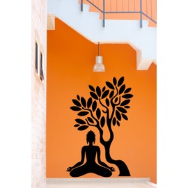 DesignToRefine Wall Vinyl Stickers Buddha Buddhism Tree India for Living Room (z2054m)