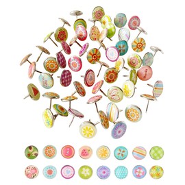 BZKSER Retro Pin Board Needles – 50 Pieces Push Pins, Thumbtacks, Pins with Head, Metal Drawing Pins, Upholstery Drawing Pins for Bulletin Board Cork Boards Photos Wall Home Office Decors