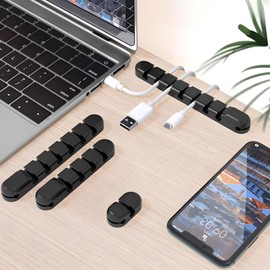 JacobsParts 5-Clip Multi ​USB Cable Organizer Cord Management Charger Clip Wire Holder for Desktop Office Home Nightstand