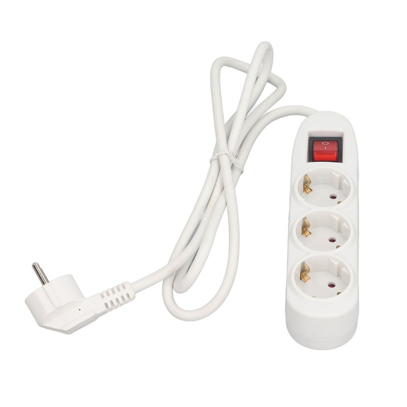 European Power Strip 3 Way ABS and Copper Multiple Outlet