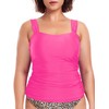 RELLECIGA Women's Hot Pink Bandeau Ruched Tankini Top Swimsuits Size