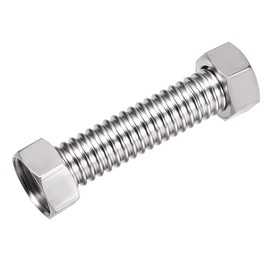 sourcing map Corrugated Pipe Stainless Steel Water Pipe G1 Internal Thread Connection with Washer 3.9 Inch