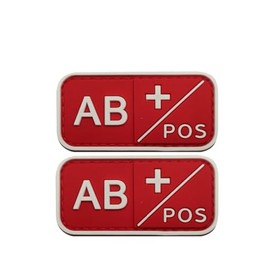 Yanxiangfa 2 PCS Mini AB+Emergency PVC Positive (red) Compatible with hat, Tablet Holder, Backpack, First aid kit, Blood Type, AB Type (2x1 inch) PVC Patch