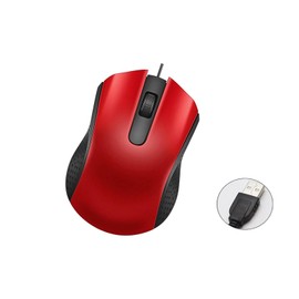 Yadojingcn Wired USB Computer Mouse with Ergonomic Design, USB Computer Mice for Laptops and PCs,Office and Home (Black, Red)