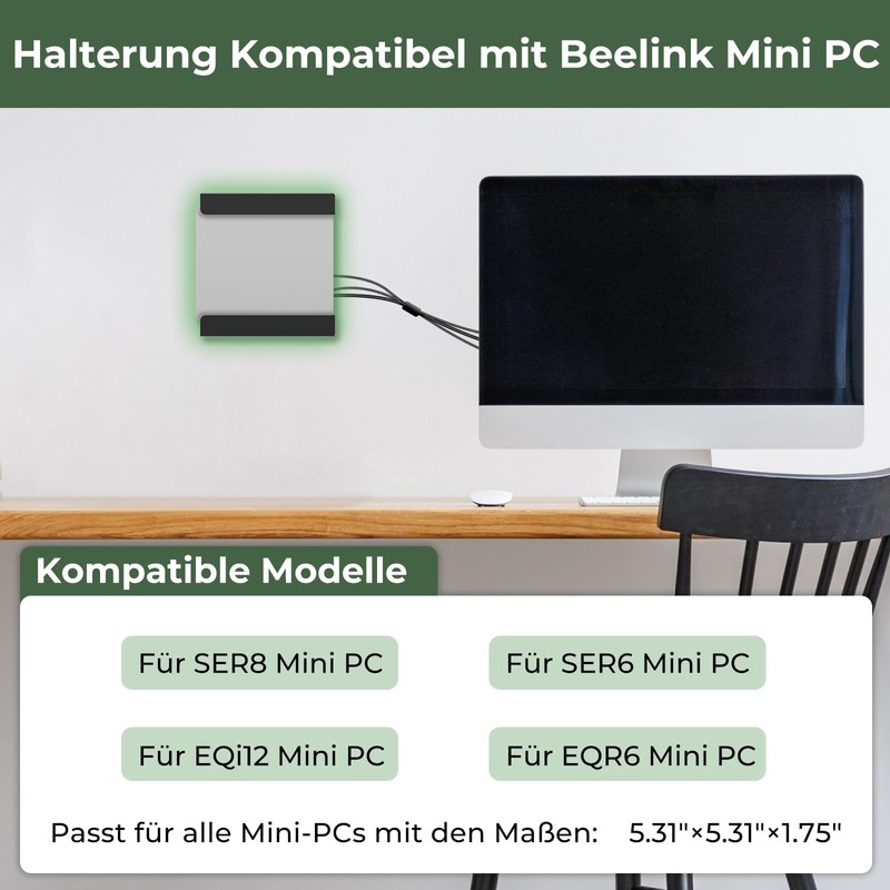 Metal Mini PC Mount for Beelink SER6, SER8, EQR6, EQi12