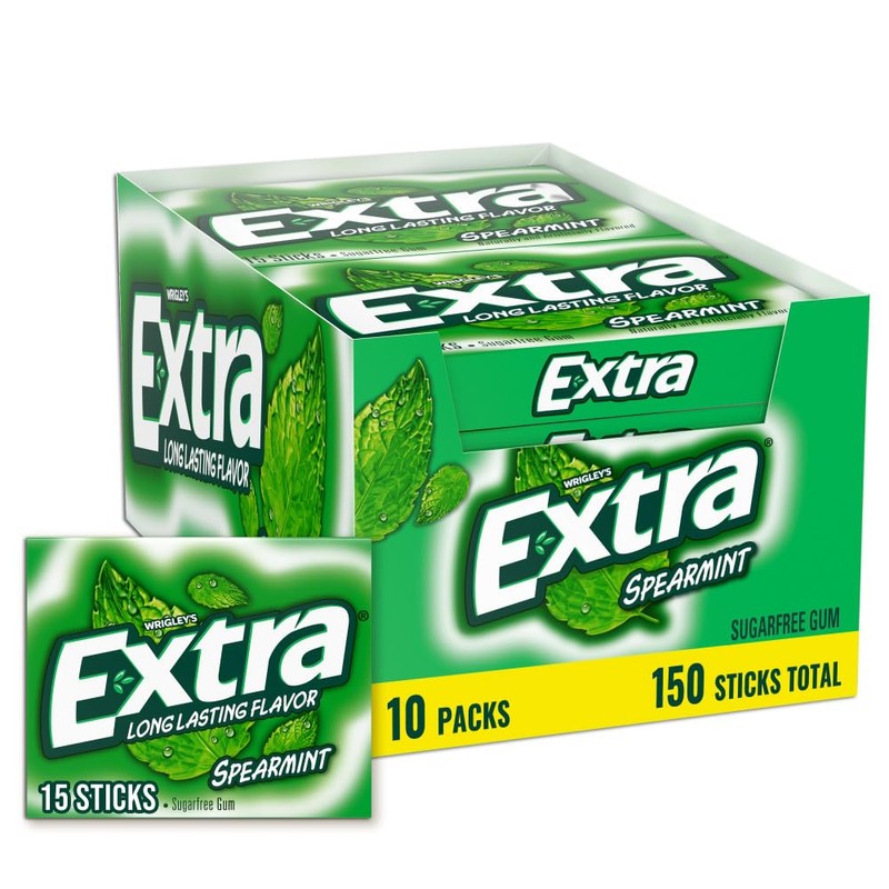 Extra Gum Spearmint Sugarfree Gum Bulk, Individually Wrapped, Perfect for