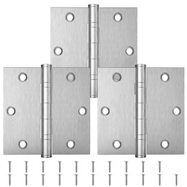 KOLET Ball Bearing Door Hinges, 3.5 x 3.5 Inches Door Hinges, Square Corner Heavy Duty Hinges, Stainless Steel Hinges, No Squeak and Non Removable Pin, Brushed Nickel, 3 Pack