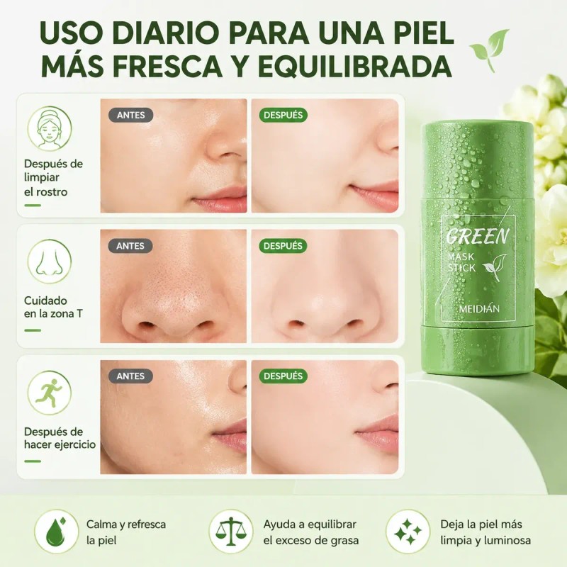 Mascarilla En Barra, Té Verde, Antiacné, Limpieza Profunda