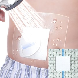 Shower Protection Sheet with Border - 12" x 12", 14 Count - Waterproof Wound Cover for Showering Dressing Surgical Bandage Shower Protector for Sensitive Skin