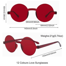 dogmoon Party Glasses, 12 PCS Circular Festival Glasses, Party Glasses, Funky Glasses, Hippie Rimless Glasses, Retro Party Glasses for Men Women Hippie Fancy Dress Accessory(12 Colors)