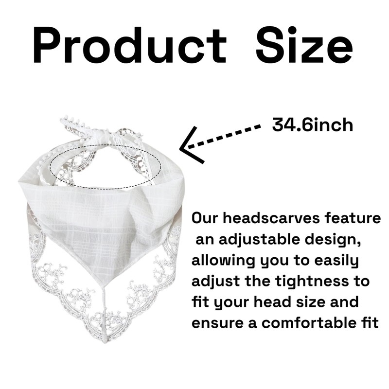 2 Pack Lightweight Lace Trim Head Scarves - Boho Floral