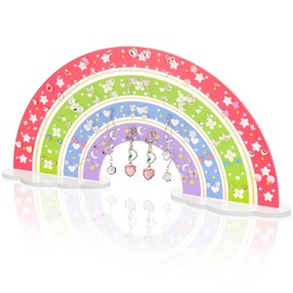 NiHome Acrylic Rainbow Earring Holder, 172 Holes Rainbow Jewelry Display Ear Studs Show Rack Stand Plastic Holder Acrylic Earring Rack Organizer for Girls and Women (Solid Rainbow Colors)