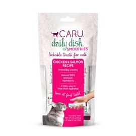 CARU Daily Dish Smoothies Chicken & Salmon Recipe Lickable Treat (Pack of 4-14g Tubes, 56 g/2 oz)