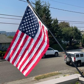 Flagolden American Flag 2x3 Feet for Outside Heavy Duty Embroidered US America Flags with 2 Brass Grommets, Polyester USA United Flag Outdoor Long Time Use
