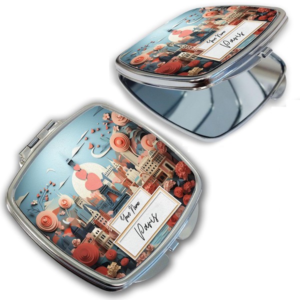 Bleu Reign Compact Personalized Pocket Mirror – Custom Name Cool