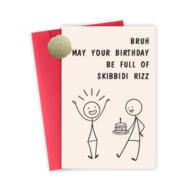 FSSDAS Funny Birthday Card, Teenagers Bday Decorations & Gifts Idea with Gen Z Slang Meme-Inspired Design, Happy 13th 14th 15th 16th 17th 18th 19th 20th 21th 22th Birthday Cards for Boys Girls