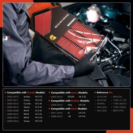 A-Premium 2-PC Pre-oiled Engine Air Filter Compatible with Toyota Camry 2007-2011, RAV4 2006-2012, Corolla, Matrix, Avalon, Venza & Scion tC, xB & Lexus ES350 & Pontiac Vibe