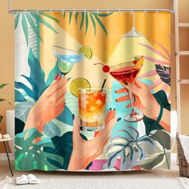 Lokigo Summer Boho Shower Curtain, Aesthetic Decorative Shower Curtain for Women Girls, 72 x72 Inch Bathroom Curtain