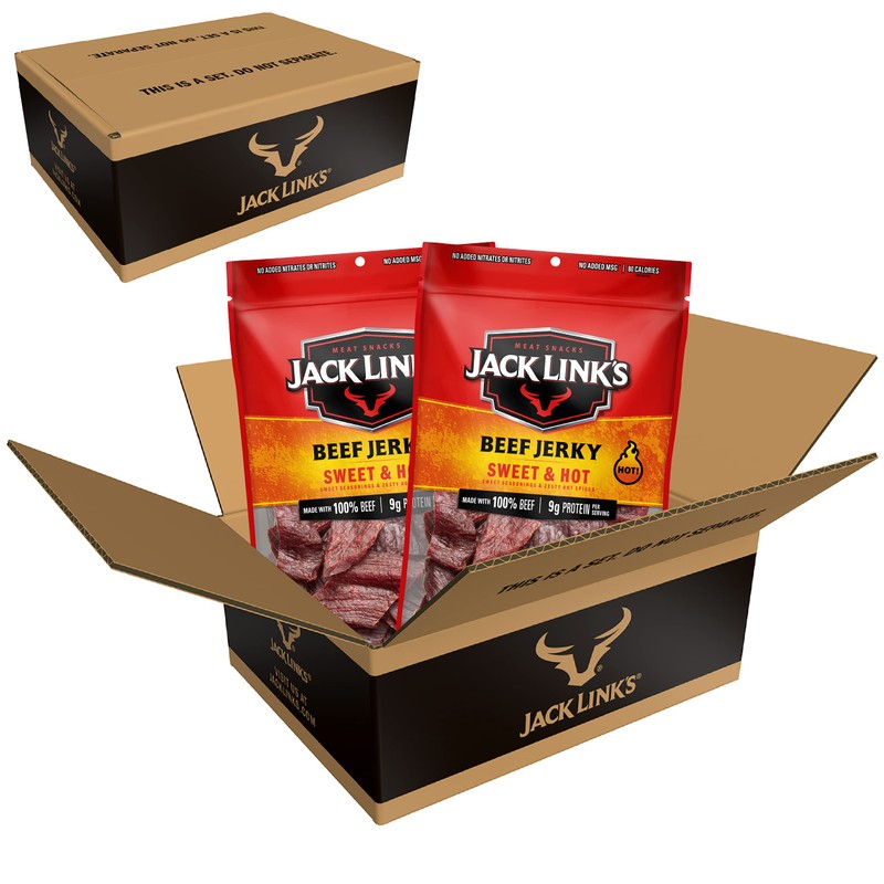 Jack Link's Beef Jerky, Sweet & Hot, Large Jerky Bags