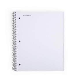Mintra Office Durable Spiral Notebooks, 1 Subject, (White, College Ruled 3 pack), 100 Sheets, Poly Pocket, Moisture Resistant Cover, Strong Chipboard back, For School, Office, Business