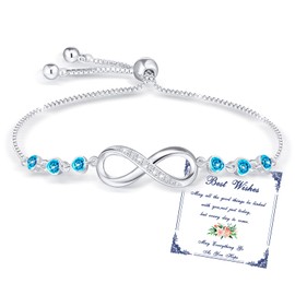 Esmoly Infinity Tennis Bracelets for Women with 5A Zirconia Heart Birthstone Adjustable Birthday Gifts for Women Girls (12)