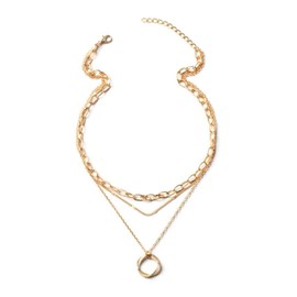PINGANBUSU Exceptional Standard Gold Layered Necklaces for Women 14k Gold Plated Dainty Stackable Choker Necklace Set Trendy Layering Circle Paperclip Chain Cute Pendant Jewelry for Women