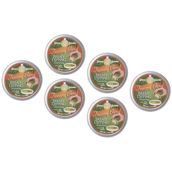 Dean Jacob's Tuscany Bread Dipping Seasonings (Pack of 6 Tins)