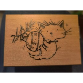 Inkadinkado CHRISTMAS TREE CAT Rubber Stamp PARTY INVITE Holiday Card INKADINKADO 2016